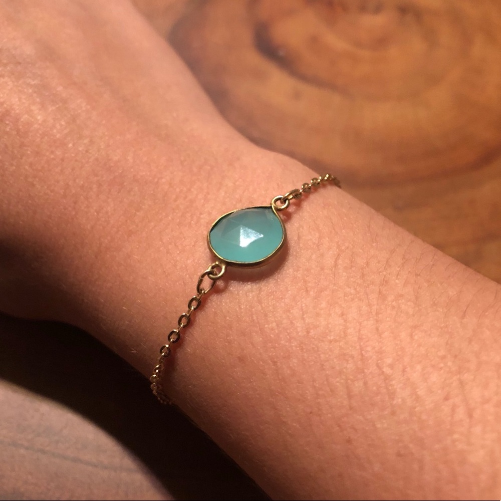 Aqua Gemstone Charm Bracelet